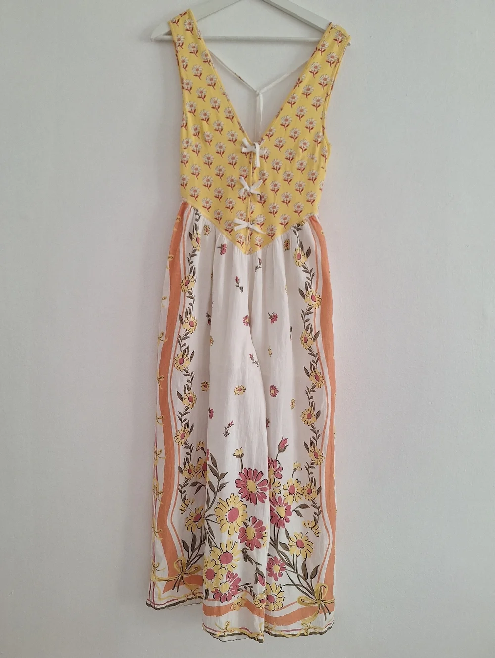 NWOT Free People Yellow and Cream Floral Backless Maxi Dress - Picture 2 of 11